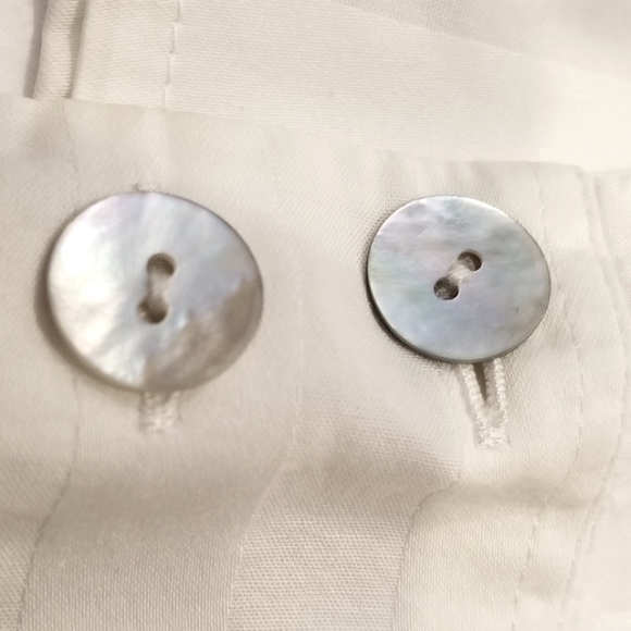 Anne Fontaine Classic White Alternating White Stripe Hidden Button Down Shirt - Picture 9 of 14